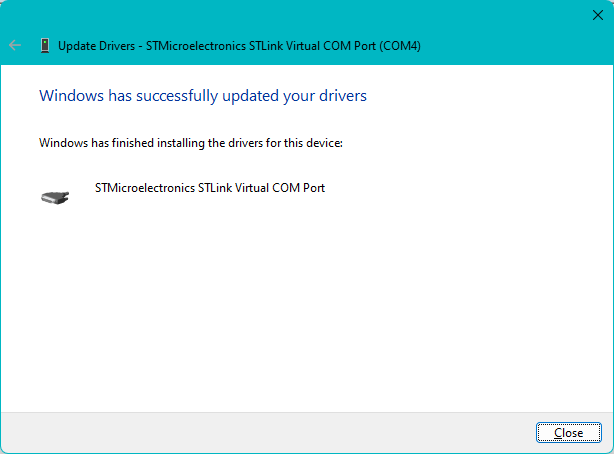 Driver update updated successfully