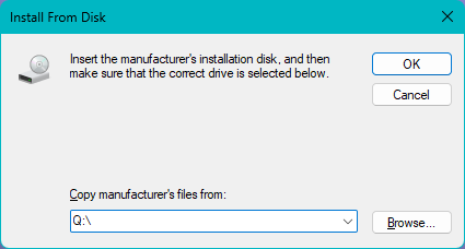 Dialog for Installing from Disk